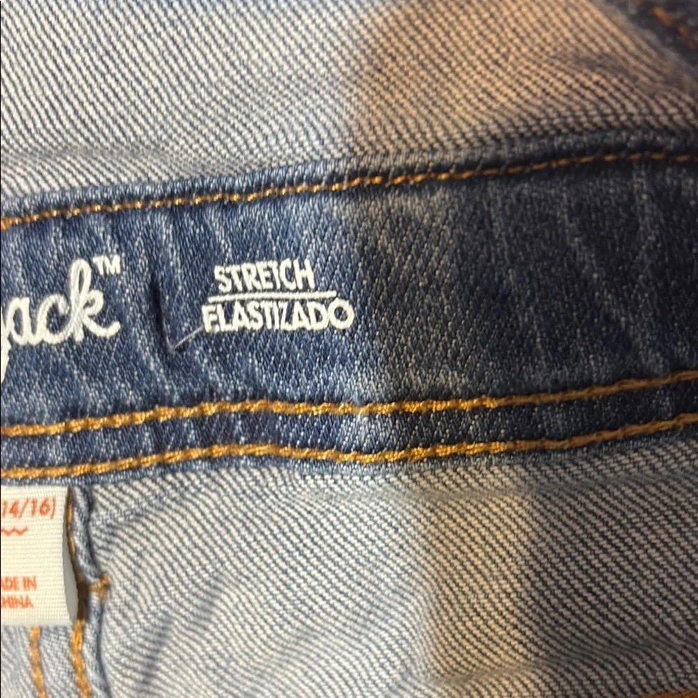 Cat & Jack Girls XL 14/16 Denim Shortalls Distressed Light Wash